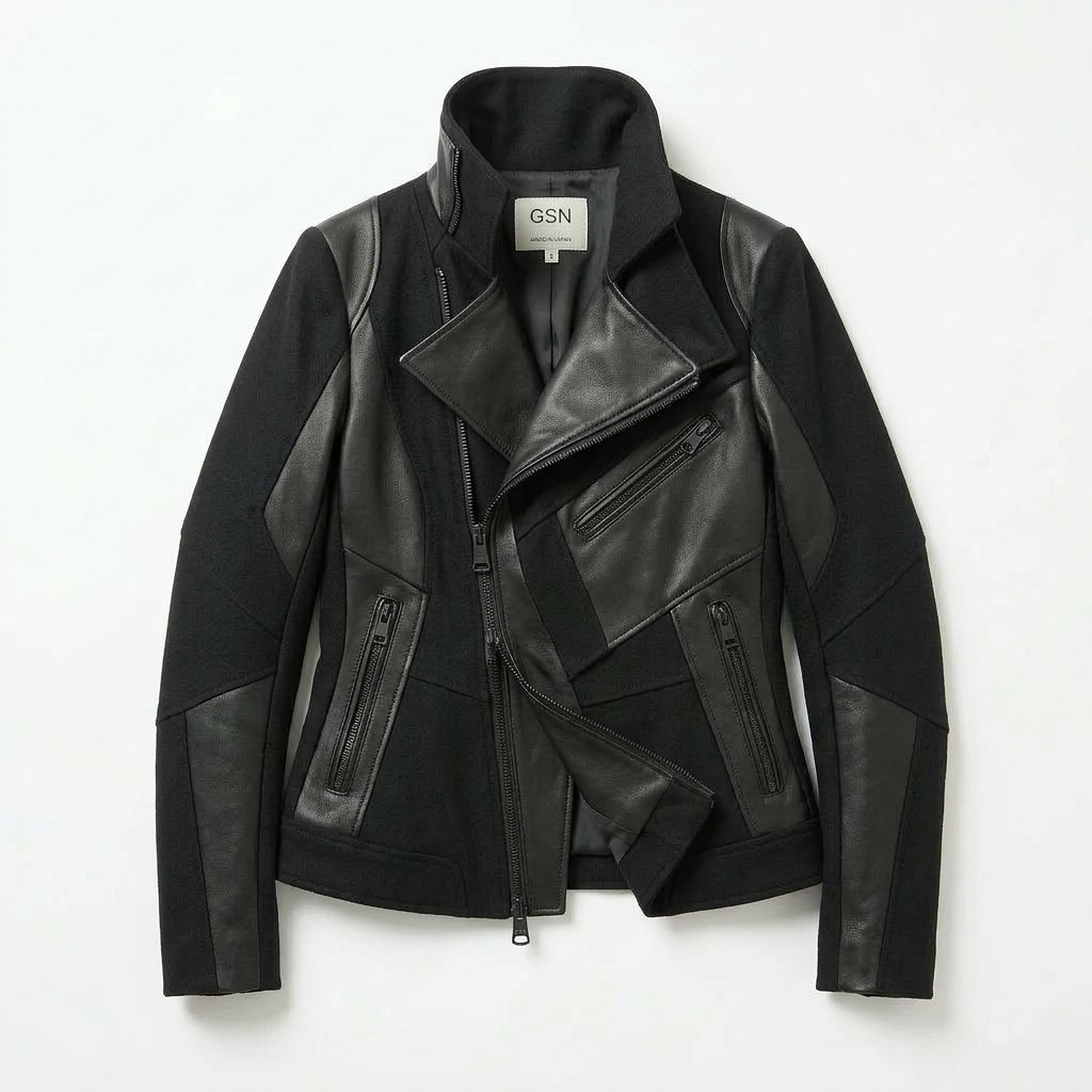 ASYMMETRY PANEL RIDERS JACKET